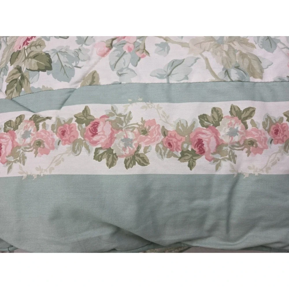 Vtg 80s Laura Ashley Cottage Rose Floral Paisley Comforter Sham Dust Ruffle Set